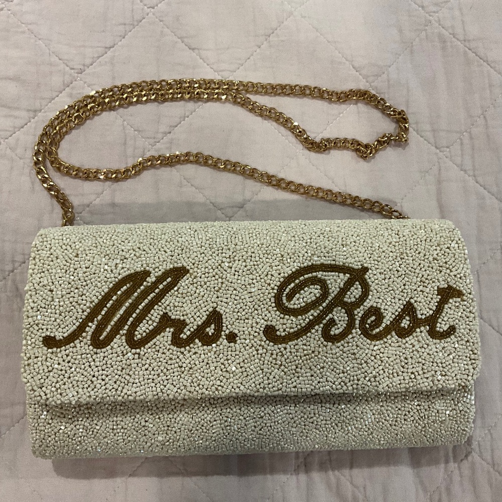 PRETTY ROBES Custom Hand Beaded Clutch Bridal Wedding Bride Bag